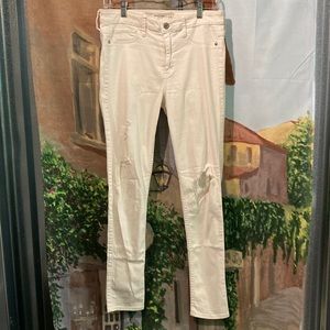 Abercrombie & Fitch distressed white skinny jeans